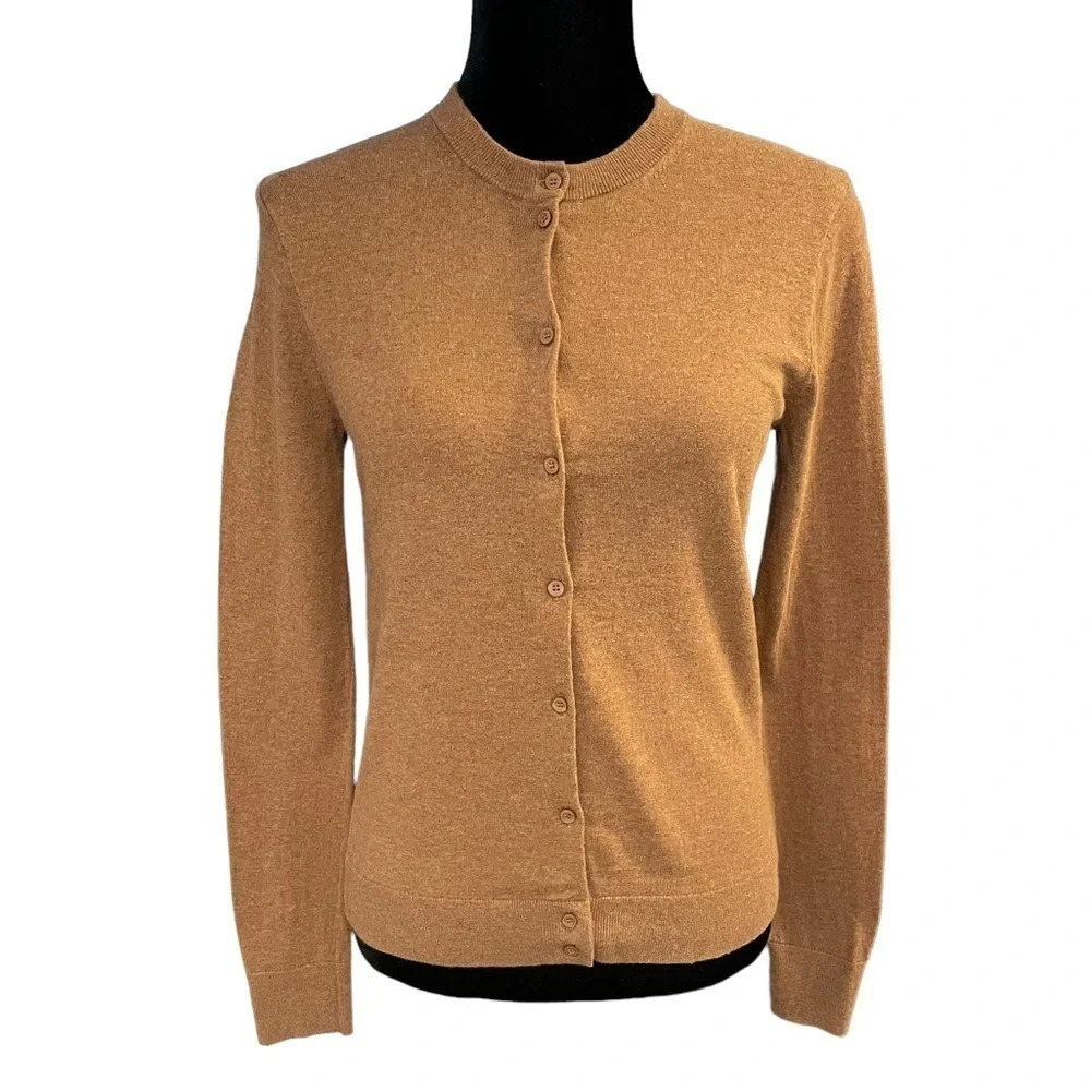 J Crew (Fall 2020 )Classic cotton cardigan sweater in Heathered Mushroom E5957